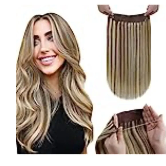 HUMAN HAIR NWT 18” wire hair extensions platinum/brown hilights
